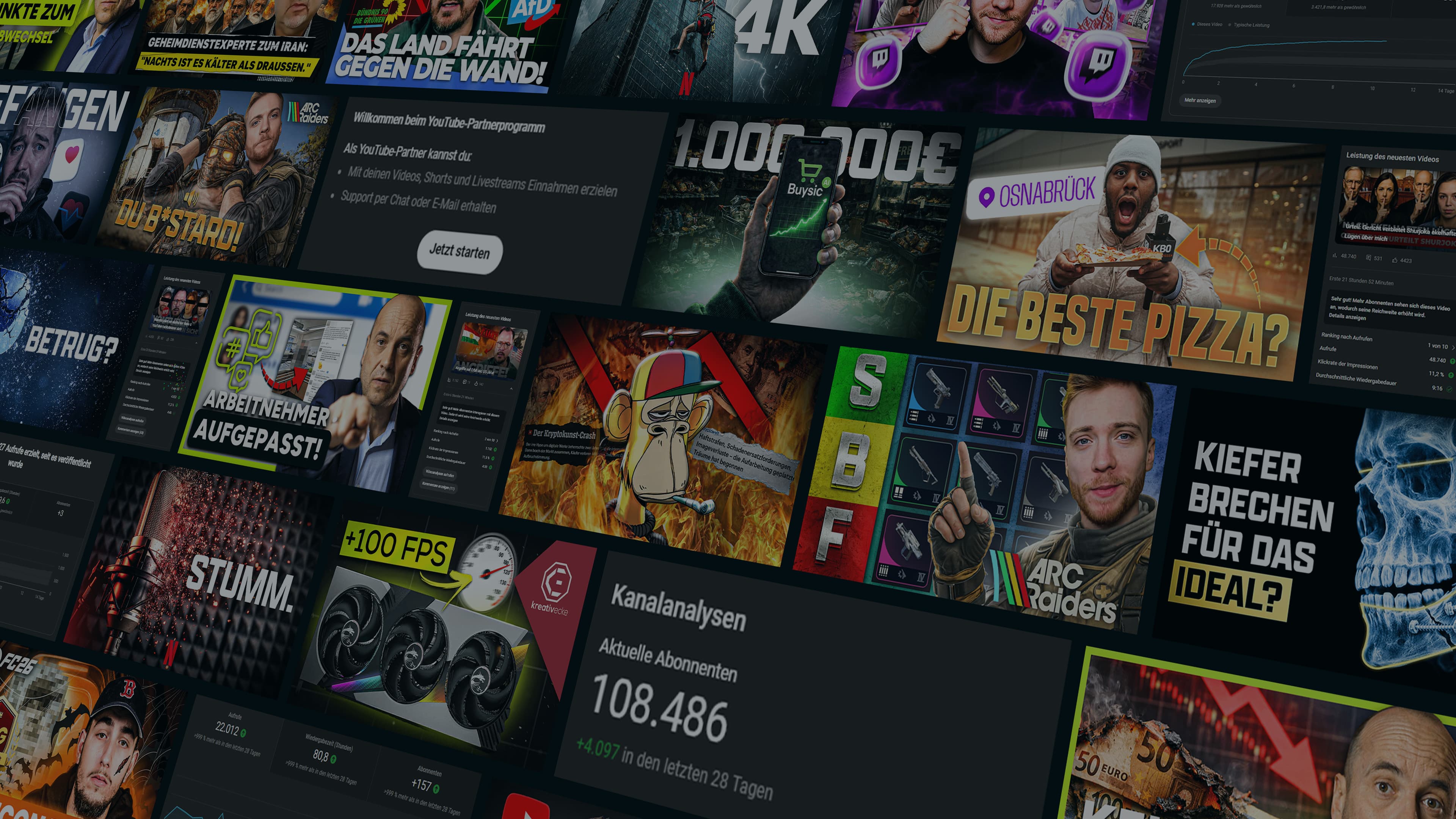 YouTube Marketing — cinematische Studio-Atmosphäre